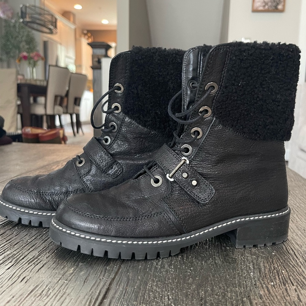 Stuart Weitzman Leather Combat Boots - Picture 7 of 9